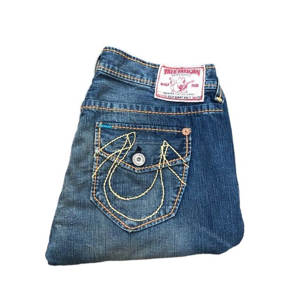 Vintage True Religion Jeans Size 36 Billy Giant Big T Blue - Picture 6 of 6